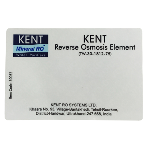 Kent Mineral RO Water Purifier Label