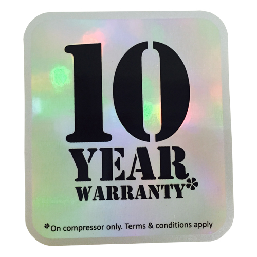 10 Year Warranty Label